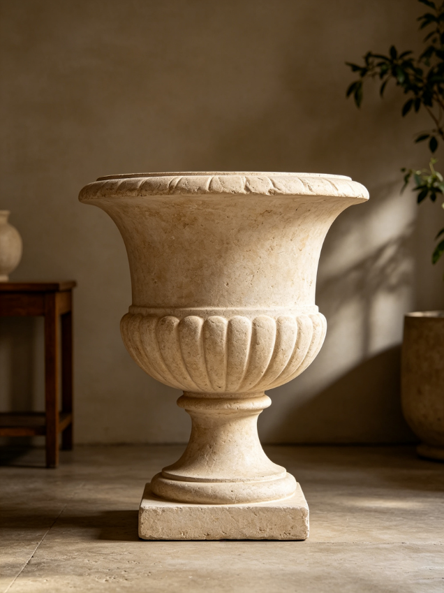 Vintage Carved Stone Urn Planter