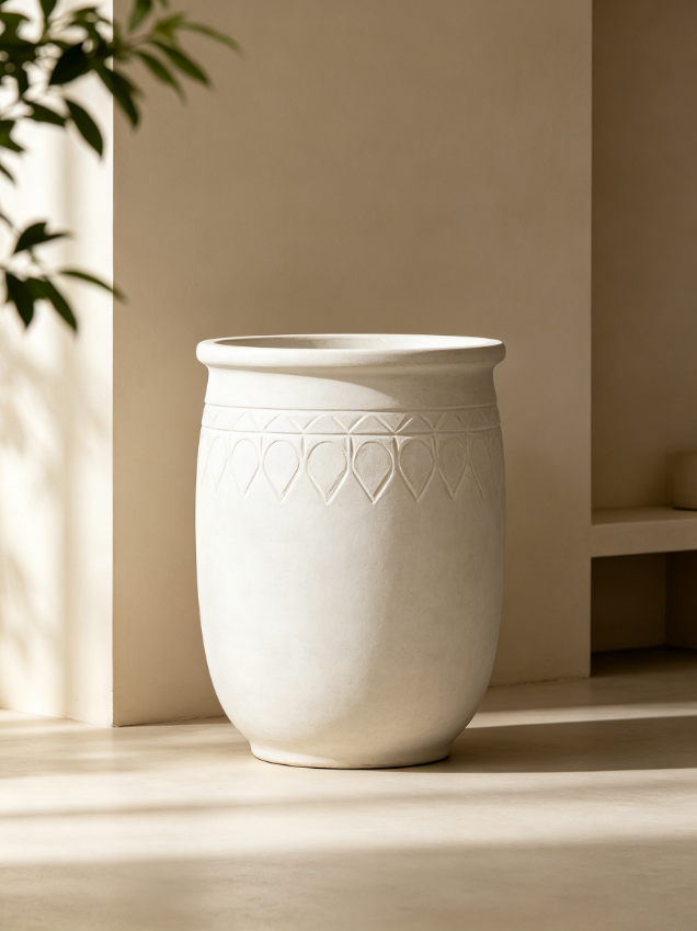 Large Decorative Embossed Ceramic Planter