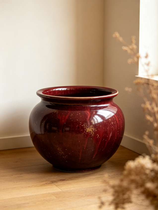 Classic Glossy Speckled Glazed Ceramic Planter Classic Glossy Speckled Glazed Ceramic Planter
