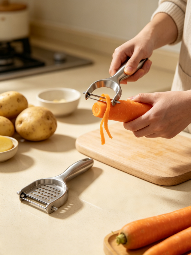 Dual‑Function Stainless Steel Vegetable Peeler Set Dual‑Function Stainless Steel Vegetable Peeler Set
