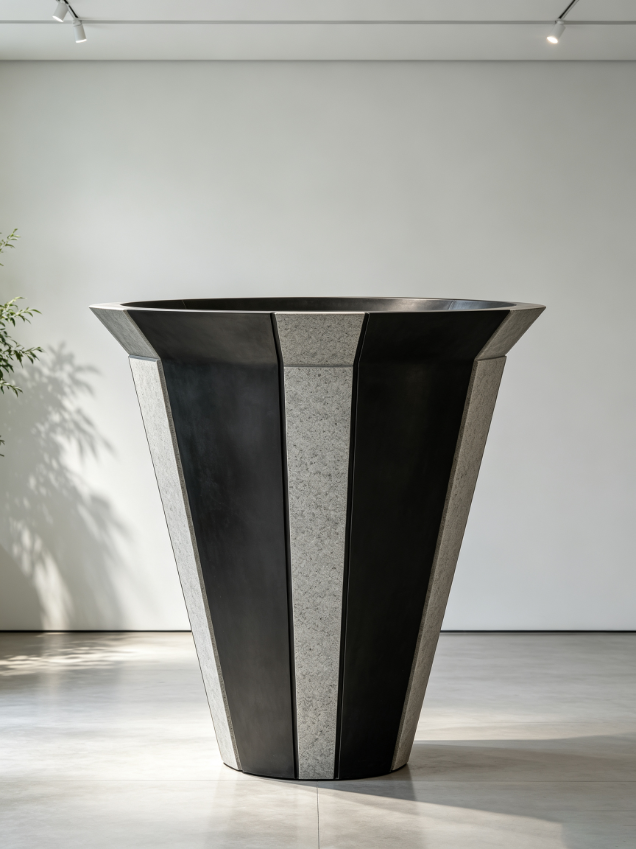 Modern Segmented Panel Composite Stone Planter