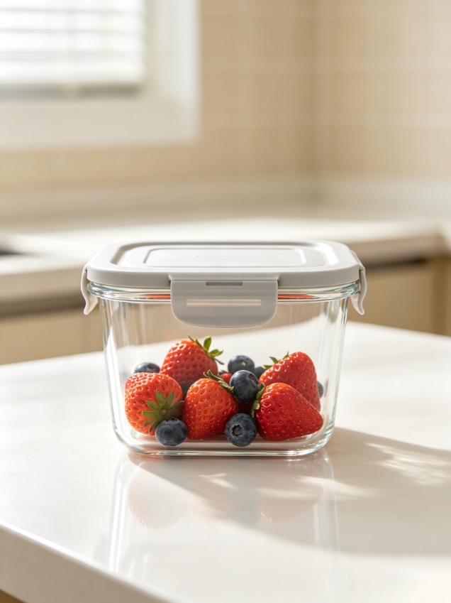 Square Borosilicate Glass Airtight Food Storage Container